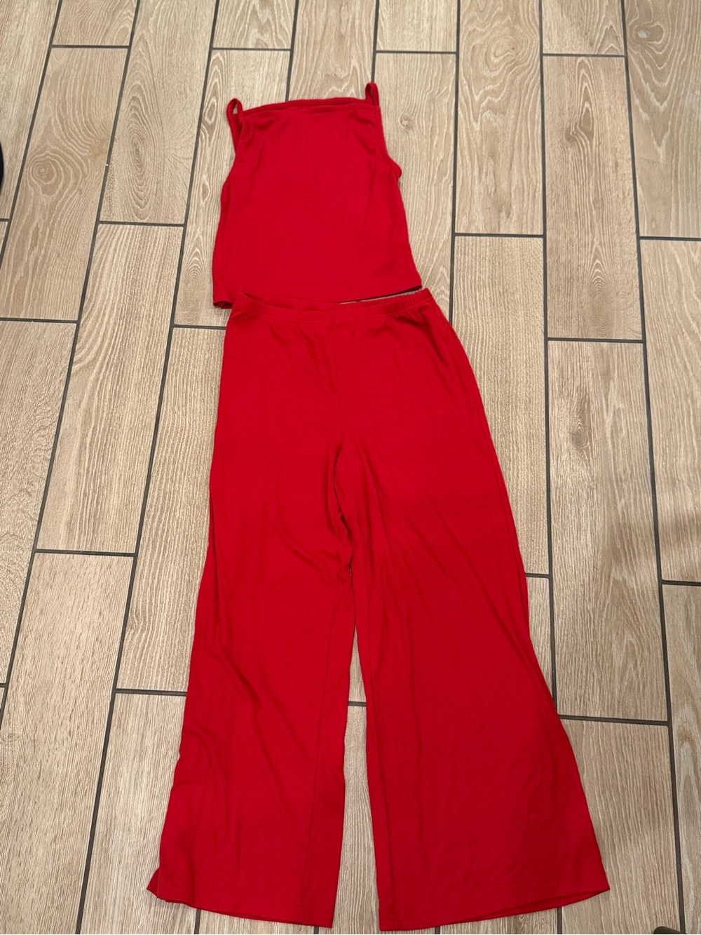 Free People Wide Leg Pants Set in Rich Red - Picture 5 of 7